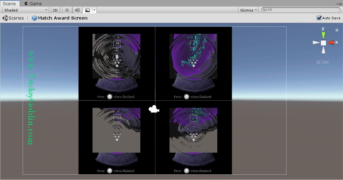 A screenshot of Unity Ed… in 4 distorted images.