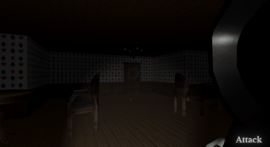 Holding a frying pan you  walk through a room, then suddenly look up and a chandelier falls on you crushing you in a splatter of ectoplasm as a laughing ghost materializes to taunt you with the spectral words "Haunted!"  